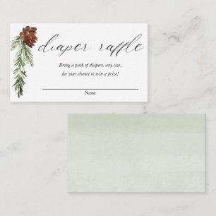 Winter rustic greenery baby shower diaper raffle enclosure card