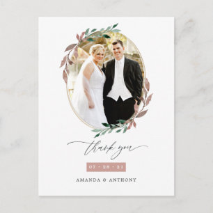 Winter Rustic Greenery Wedding Photo Thank You Postcard