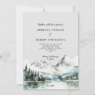 winter rustic mountain wedding invitation