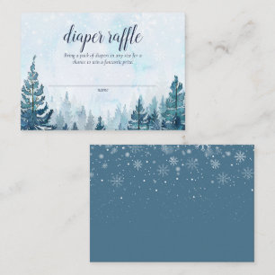 Winter Rustic Pine Tree Forest Baby Diaper Raffle Enclosure Card
