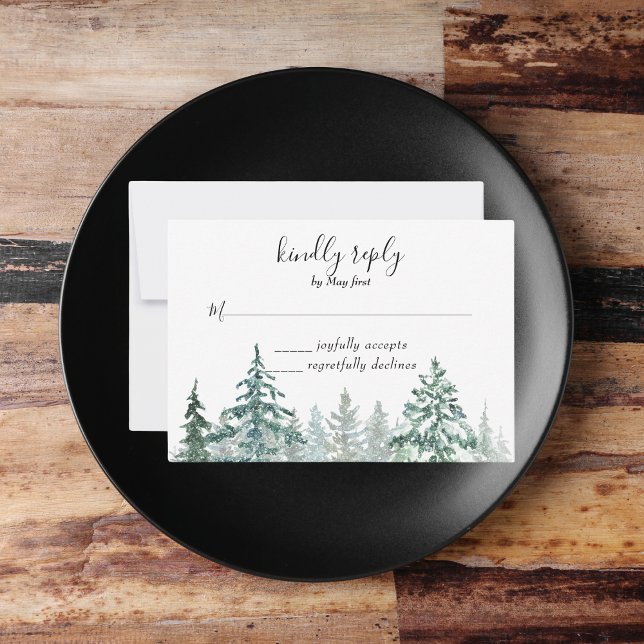 Winter Rustic Pine Trees Lantern Botanical RSVP (Winter Rustic Pine Trees Lantern Botanical Wedding Party Supplies)