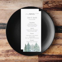 Winter Rustic Pine Trees Lantern Botanical Wedding