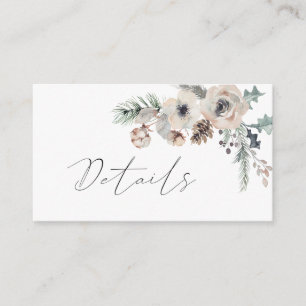 Winter Rustic White Pine Woodland Wedding Details Enclosure Card