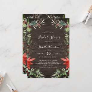 Winter Rustic Wooden Bridal Shower Invitation