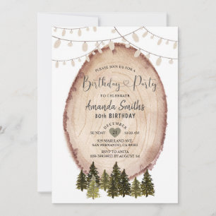 Winter Rustic Woodland Christmas Birthday Party Invitation