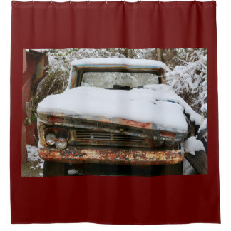 Winter Rusty Truck Shower Curtain