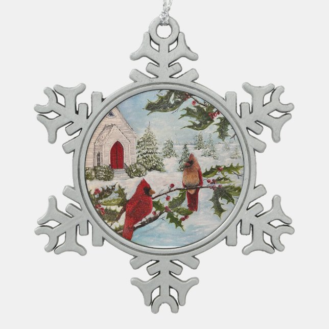“Winter’s Peace” Snowflake Framed Ornament (Front)