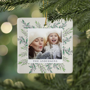 Winter Sage   Holiday Botanical Photo Ceramic Ornament