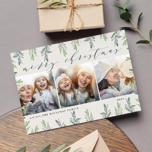 Winter Sage Holiday Photo Collage Card