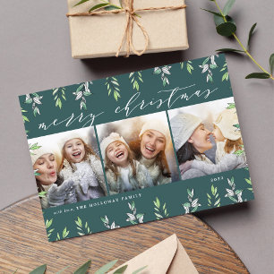 Winter Sage Holiday Photo Collage Card