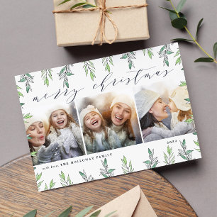 Winter Sage Holiday Photo Collage Card