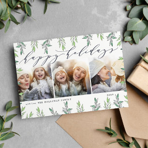 Winter Sage Holiday Photo Collage Card