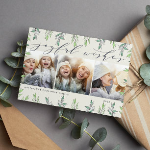Winter Sage Holiday Photo Collage Card