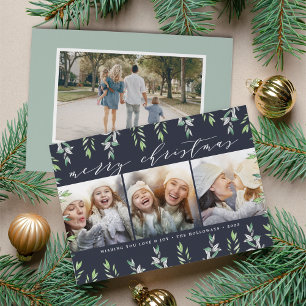 Winter Sage Multi Photo Holiday Card w/ Back Photo