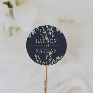 Winter Sage Personalised Wedding Classic Round Sticker