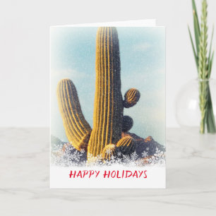 Winter Saguaro Scene Holiday Greeting Card
