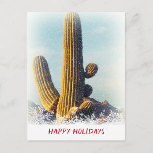 Winter Saguaro Scene Holiday Postcard