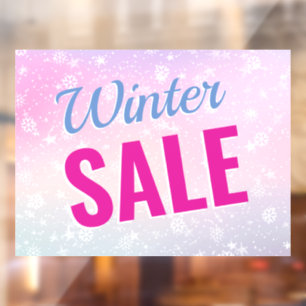 Winter Sale, DIY Message, Snowflakes, Fuchsia/Blue Window Cling