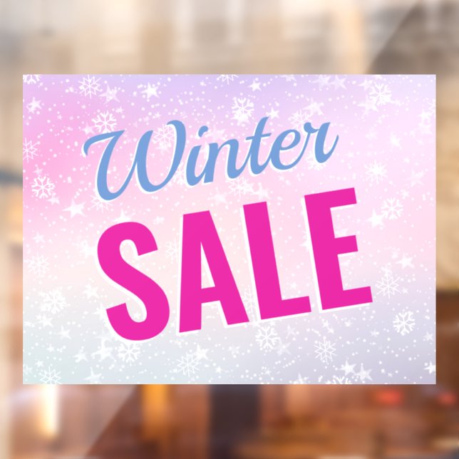 Winter Sale, DIY Message, Snowflakes, Fuchsia/Blue Window Cling (Sheet 2)