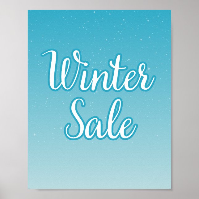 Winter Sale Sign, Blue Sale Sign, Seasonal Sale  Poster (Front)