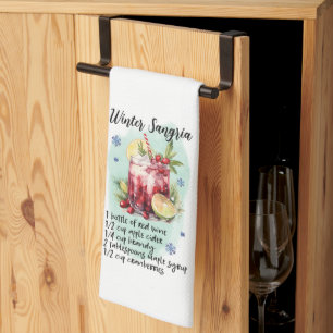 Winter Sangria Cocktail Recipe Christmas Holiday Tea Towel
