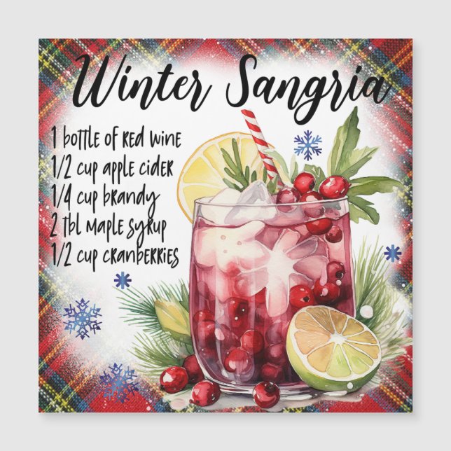 Winter Sangria Magnetic Recipe Card (Front)
