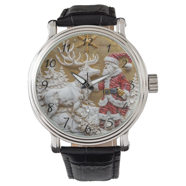 Winter Santa and reindeer celebration Watch (Front)