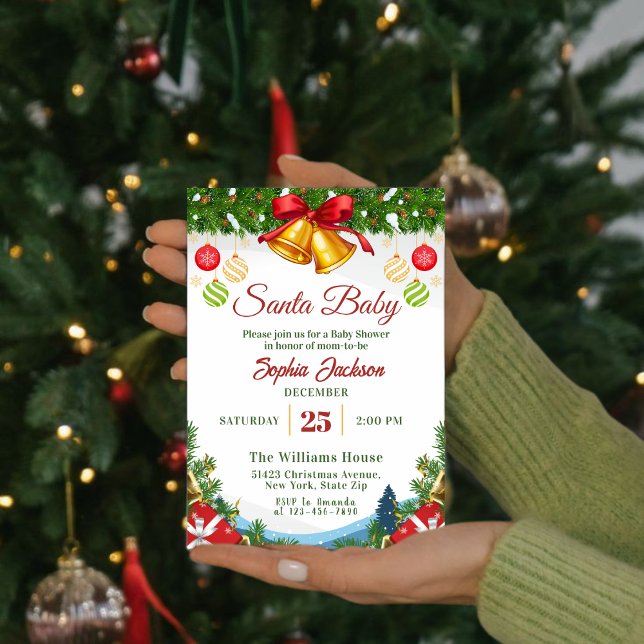 winter Santa Baby Christmas Holiday Baby Shower Invitation (Creator Uploaded)