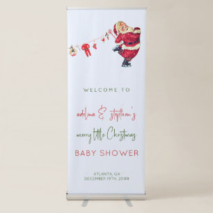 Winter Santa Baby Little Christmas Baby Shower Retractable Banner