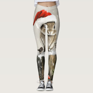 Winter Santa Bunny Wonderland Leggings