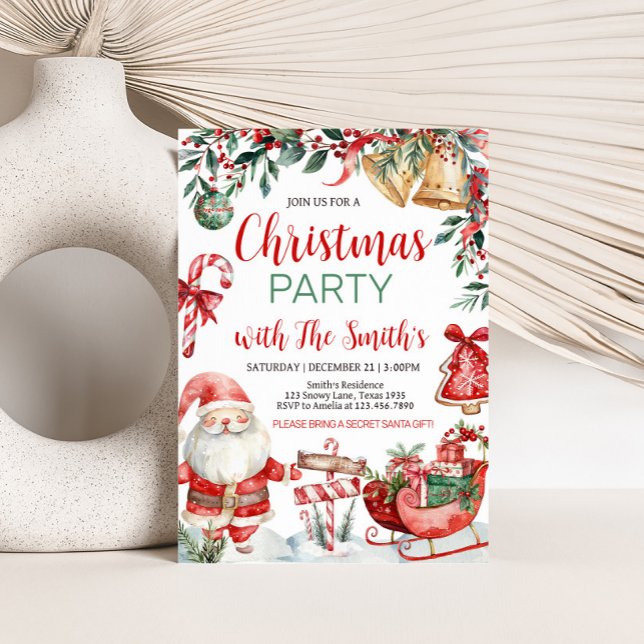 Winter Santa Christmas Party Invitation (Merry Little Winter Baby Clothes Baby Shower
)