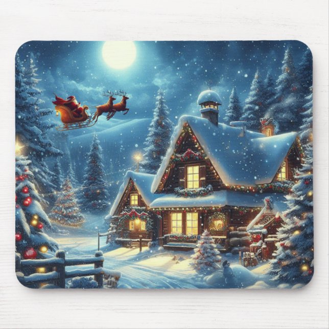 Winter/Santa/Christmas/Snow Mouse Mat (Front)