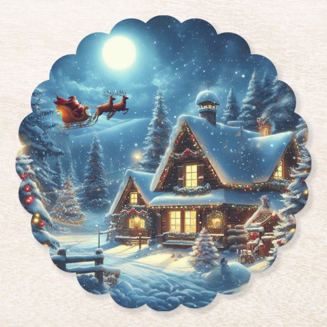 Winter/Santa/Christmas/Snow Paper Coaster (Front)