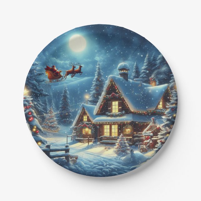Winter/Santa/Christmas/Snow Paper Plate (Front)