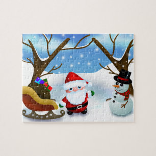 Winter Santa Claus and a Snowman Jigsaw Puzzle