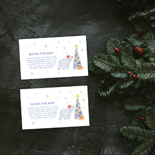Winter Santa Polar Bear Books For Baby Shower  Enclosure Card