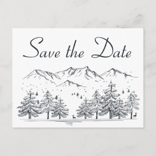 Winter Save the Date Mountain Wedding Engagement Postcard