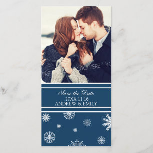 Winter Save the Date Wedding Photo Cards Blue