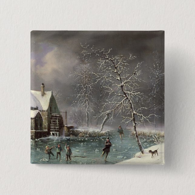 Winter Scene 15 Cm Square Badge (Front)