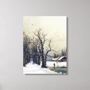 Winter scene, 19th century canvas print