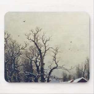 Winter scene, 19th century mouse mat