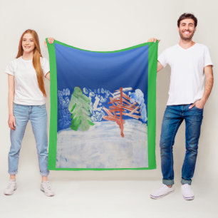 Winter Scene "Art by Kids" Fleece Blanket