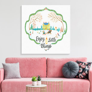 Winter Scene Art  Cozy Snow Landscape Canvas Print