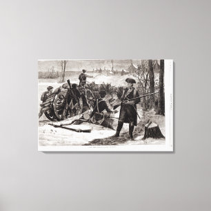 Winter Scene at the Continental Army Encampment Canvas Print