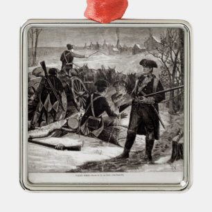 Winter Scene at the Continental Army Encampment Metal Tree Decoration