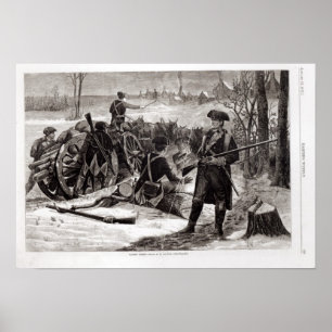 Winter Scene at the Continental Army Encampment Poster