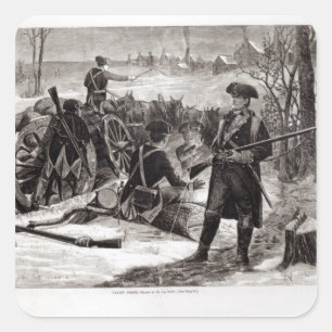 Winter Scene at the Continental Army Encampment Square Sticker