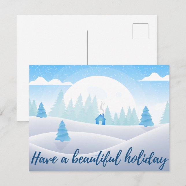 Winter Scene Beautiful Holiday Postcard (Front/Back)