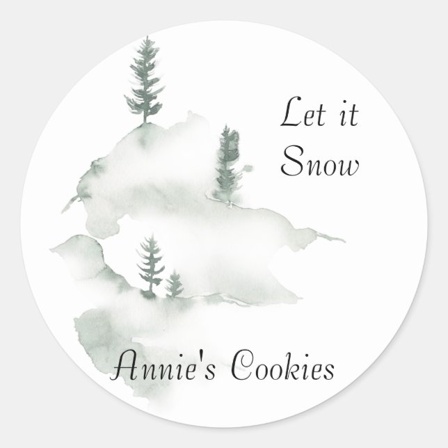 Winter Scene Business Classic Round Sticker (Front)
