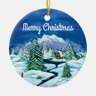 Winter Scene Ceramic Ornament